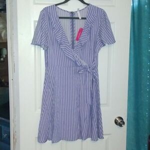 Xhilaration Purple and White Striped Mini Dress